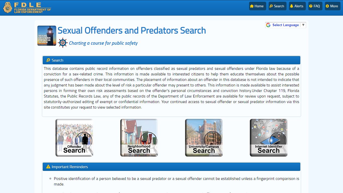 FDLE - Sexual Offender and Predator System